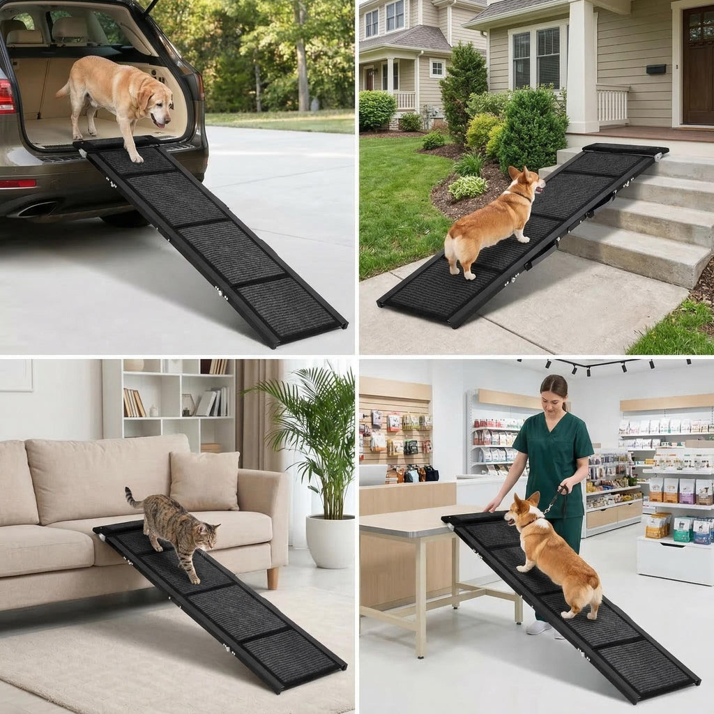 Retractable Pet Ramp Portable Foldable for Car Bed Sofa | Non - Slip Safety Pet Ramp