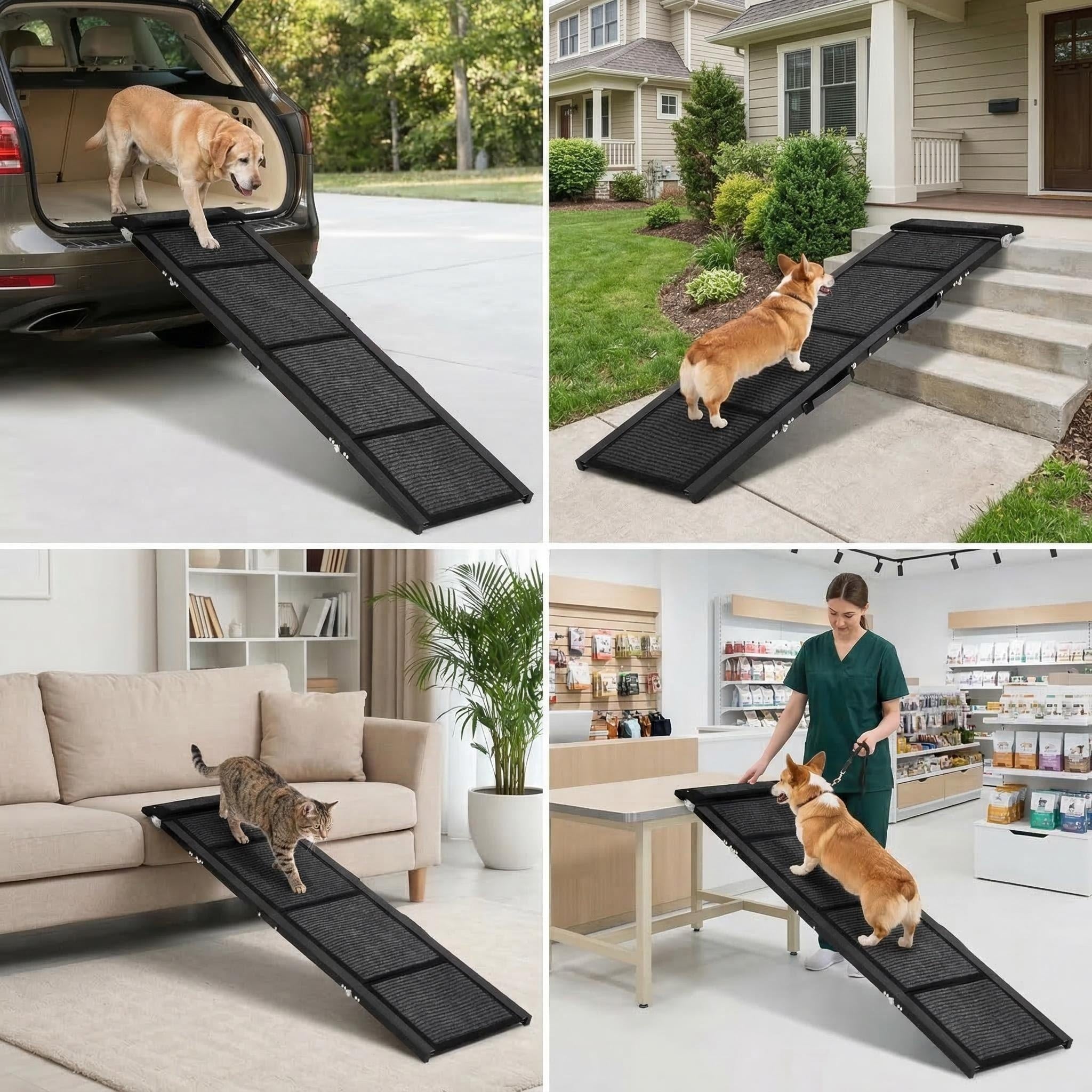 Retractable Pet Ramp Portable Foldable for Car Bed Sofa | Non - Slip Safety Pet Ramp