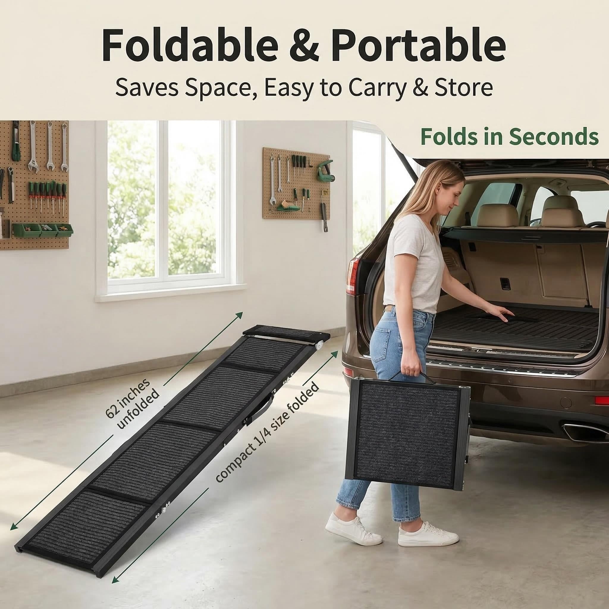 Retractable Pet Ramp Portable Foldable for Car Bed Sofa | Non - Slip Safety Pet Ramp