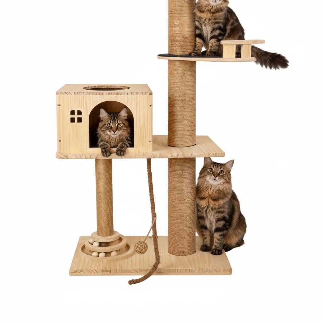 Post/Pedal/Hammock/Bubble Cat Bed,Height 82-117 inch, Adjustable Tall Cat Climbing Tree for Large Cats
